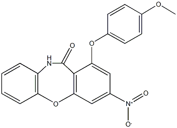 3-nitro-1-(4-methoxyphenoxy)dibenzo[b,f][1,4]oxazepin-11(10H)-one Struktur