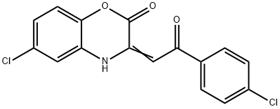 6-chloro-3-[2-(4-chlorophenyl)-2-oxoethylidene]-3,4-dihydro-2H-1,4-benzoxazin-2-one Struktur