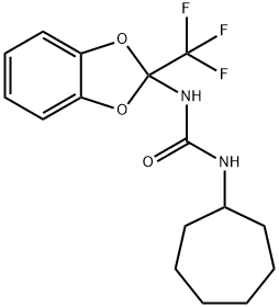 N-cycloheptyl-N'-[2-(trifluoromethyl)-1,3-benzodioxol-2-yl]urea Struktur