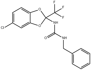 N-benzyl-N'-[5-chloro-2-(trifluoromethyl)-1,3-benzodioxol-2-yl]urea Struktur