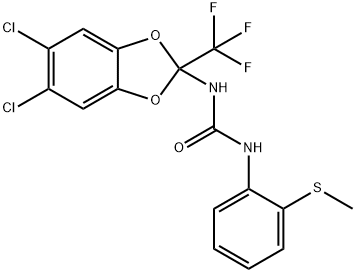 N-[5,6-dichloro-2-(trifluoromethyl)-1,3-benzodioxol-2-yl]-N'-[2-(methylsulfanyl)phenyl]urea Struktur