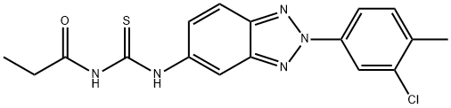 N-[2-(3-chloro-4-methylphenyl)-2H-1,2,3-benzotriazol-5-yl]-N'-propionylthiourea Struktur