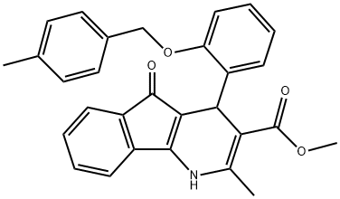 methyl 2-methyl-4-{2-[(4-methylbenzyl)oxy]phenyl}-5-oxo-4,5-dihydro-1H-indeno[1,2-b]pyridine-3-carboxylate Struktur