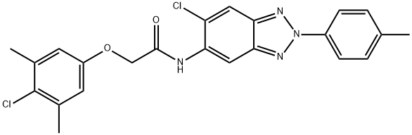 2-(4-chloro-3,5-dimethylphenoxy)-N-[6-chloro-2-(4-methylphenyl)-2H-1,2,3-benzotriazol-5-yl]acetamide Struktur