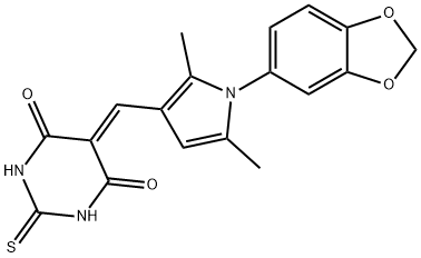 5-{[1-(1,3-benzodioxol-5-yl)-2,5-dimethyl-1H-pyrrol-3-yl]methylene}-2-thioxodihydro-4,6(1H,5H)-pyrimidinedione Struktur