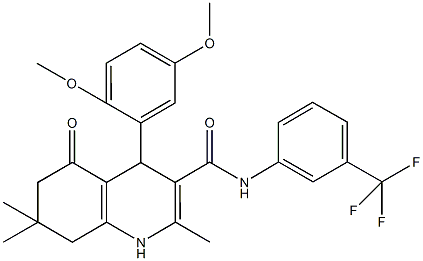 4-(2,5-dimethoxyphenyl)-2,7,7-trimethyl-5-oxo-N-[3-(trifluoromethyl)phenyl]-1,4,5,6,7,8-hexahydro-3-quinolinecarboxamide Struktur