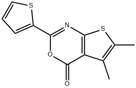 5,6-dimethyl-2-(2-thienyl)-4H-thieno[2,3-d][1,3]oxazin-4-one Struktur