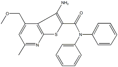 3-amino-4-(methoxymethyl)-6-methyl-N,N-diphenylthieno[2,3-b]pyridine-2-carboxamide Struktur