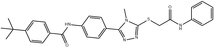 N-(4-{5-[(2-anilino-2-oxoethyl)sulfanyl]-4-methyl-4H-1,2,4-triazol-3-yl}phenyl)-4-tert-butylbenzamide Struktur