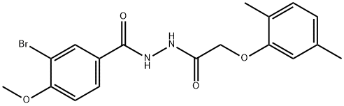 3-bromo-N'-[(2,5-dimethylphenoxy)acetyl]-4-methoxybenzohydrazide Struktur