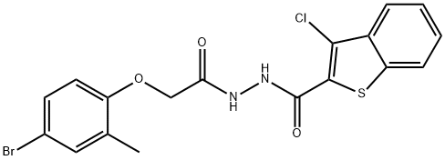 N'-[(4-bromo-2-methylphenoxy)acetyl]-3-chloro-1-benzothiophene-2-carbohydrazide Struktur