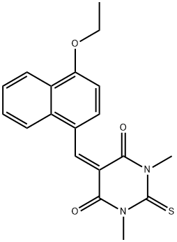 5-[(4-ethoxy-1-naphthyl)methylene]-1,3-dimethyl-2-thioxodihydro-4,6(1H,5H)-pyrimidinedione Struktur