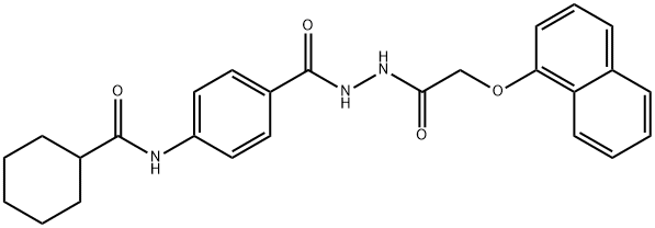 N-[4-({2-[(1-naphthyloxy)acetyl]hydrazino}carbonyl)phenyl]cyclohexanecarboxamide Struktur