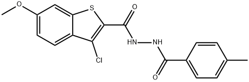 3-chloro-6-methoxy-N'-(4-methylbenzoyl)-1-benzothiophene-2-carbohydrazide Struktur