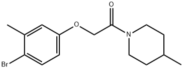 1-[(4-bromo-3-methylphenoxy)acetyl]-4-methylpiperidine Struktur