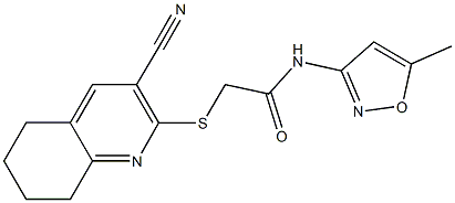 2-[(3-cyano-5,6,7,8-tetrahydro-2-quinolinyl)sulfanyl]-N-(5-methyl-3-isoxazolyl)acetamide Struktur