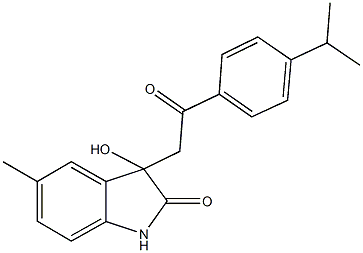 3-hydroxy-3-[2-(4-isopropylphenyl)-2-oxoethyl]-5-methyl-1,3-dihydro-2H-indol-2-one Struktur