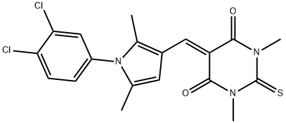 5-{[1-(3,4-dichlorophenyl)-2,5-dimethyl-1H-pyrrol-3-yl]methylene}-1,3-dimethyl-2-thioxodihydro-4,6(1H,5H)-pyrimidinedione Struktur