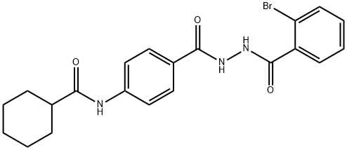 N-(4-{[2-(2-bromobenzoyl)hydrazino]carbonyl}phenyl)cyclohexanecarboxamide Struktur