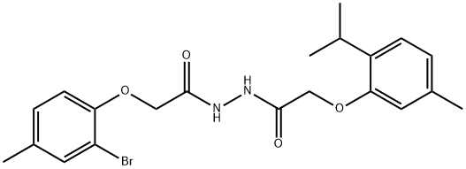 2-(2-bromo-4-methylphenoxy)-N'-[(2-isopropyl-5-methylphenoxy)acetyl]acetohydrazide Struktur