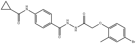 N-[4-({2-[(4-bromo-2-methylphenoxy)acetyl]hydrazino}carbonyl)phenyl]cyclopropanecarboxamide Struktur