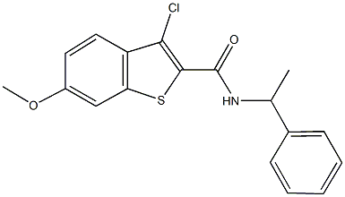 3-chloro-6-methoxy-N-(1-phenylethyl)-1-benzothiophene-2-carboxamide Struktur