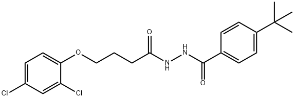 4-tert-butyl-N'-[4-(2,4-dichlorophenoxy)butanoyl]benzohydrazide Struktur