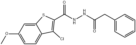 3-chloro-6-methoxy-N'-(phenylacetyl)-1-benzothiophene-2-carbohydrazide Struktur