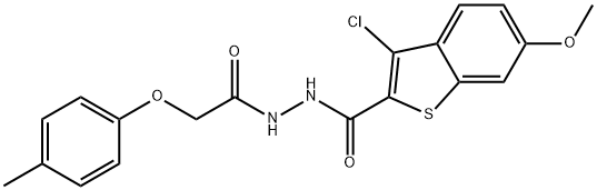 3-chloro-6-methoxy-N'-[(4-methylphenoxy)acetyl]-1-benzothiophene-2-carbohydrazide Struktur