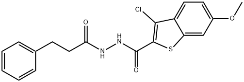 3-chloro-6-methoxy-N'-(3-phenylpropanoyl)-1-benzothiophene-2-carbohydrazide Struktur