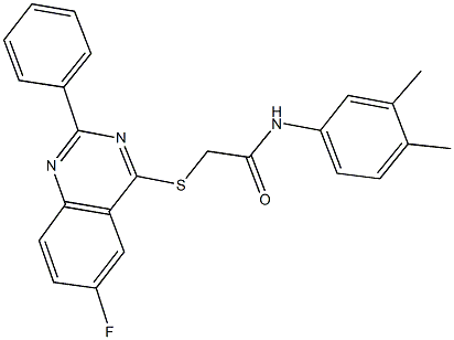 N-(3,4-dimethylphenyl)-2-[(6-fluoro-2-phenyl-4-quinazolinyl)sulfanyl]acetamide Struktur