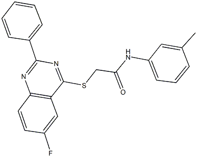 2-[(6-fluoro-2-phenyl-4-quinazolinyl)sulfanyl]-N-(3-methylphenyl)acetamide Struktur