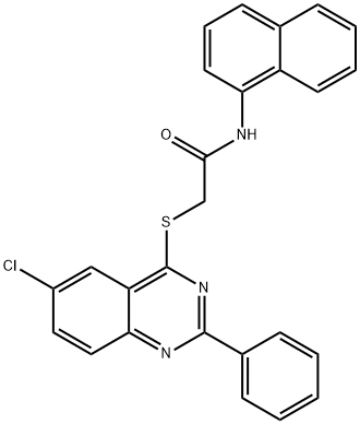 2-[(6-chloro-2-phenyl-4-quinazolinyl)sulfanyl]-N-(1-naphthyl)acetamide Struktur