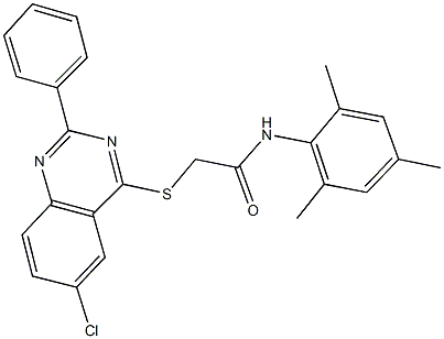 2-[(6-chloro-2-phenyl-4-quinazolinyl)sulfanyl]-N-mesitylacetamide Struktur