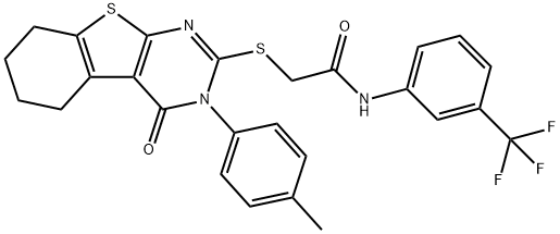 2-{[3-(4-methylphenyl)-4-oxo-3,4,5,6,7,8-hexahydro[1]benzothieno[2,3-d]pyrimidin-2-yl]sulfanyl}-N-[3-(trifluoromethyl)phenyl]acetamide Struktur