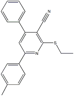 2-(ethylsulfanyl)-6-(4-methylphenyl)-4-phenylnicotinonitrile Struktur