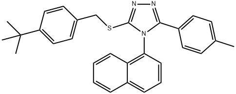 4-tert-butylbenzyl 5-(4-methylphenyl)-4-(1-naphthyl)-4H-1,2,4-triazol-3-yl sulfide Struktur