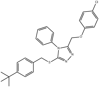 3-[(4-tert-butylbenzyl)sulfanyl]-5-[(4-chlorophenoxy)methyl]-4-phenyl-4H-1,2,4-triazole Struktur