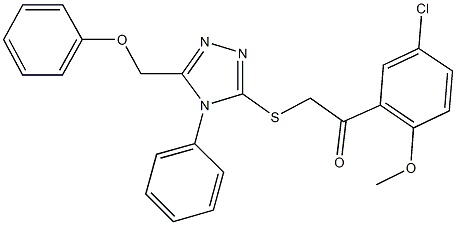 1-(5-chloro-2-methoxyphenyl)-2-{[5-(phenoxymethyl)-4-phenyl-4H-1,2,4-triazol-3-yl]sulfanyl}ethanone Struktur