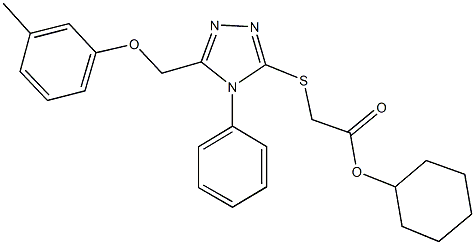 cyclohexyl ({5-[(3-methylphenoxy)methyl]-4-phenyl-4H-1,2,4-triazol-3-yl}sulfanyl)acetate Struktur