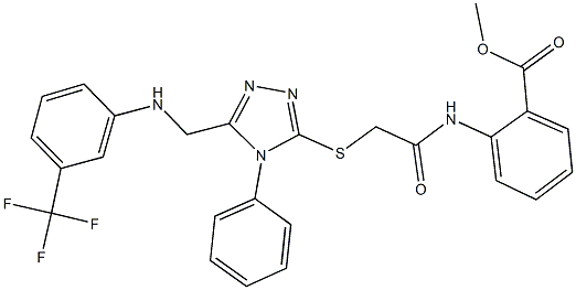 methyl 2-({[(4-phenyl-5-{[3-(trifluoromethyl)anilino]methyl}-4H-1,2,4-triazol-3-yl)sulfanyl]acetyl}amino)benzoate Struktur