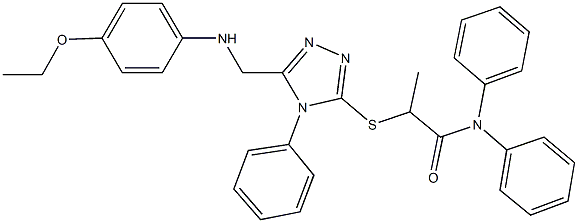 2-({5-[(4-ethoxyanilino)methyl]-4-phenyl-4H-1,2,4-triazol-3-yl}sulfanyl)-N,N-diphenylpropanamide Struktur