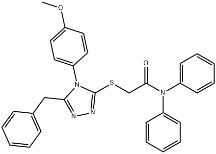 2-{[5-benzyl-4-(4-methoxyphenyl)-4H-1,2,4-triazol-3-yl]sulfanyl}-N,N-diphenylacetamide Struktur