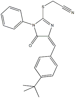 {[4-(4-tert-butylbenzylidene)-5-oxo-1-phenyl-4,5-dihydro-1H-imidazol-2-yl]sulfanyl}acetonitrile Struktur