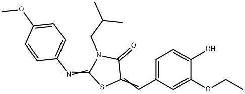 5-(3-ethoxy-4-hydroxybenzylidene)-3-isobutyl-2-[(4-methoxyphenyl)imino]-1,3-thiazolidin-4-one Struktur