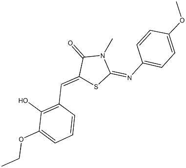 5-(3-ethoxy-2-hydroxybenzylidene)-2-[(4-methoxyphenyl)imino]-3-methyl-1,3-thiazolidin-4-one Struktur