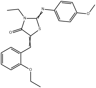 5-(2-ethoxybenzylidene)-3-ethyl-2-[(4-methoxyphenyl)imino]-1,3-thiazolidin-4-one Struktur