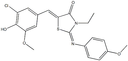 5-(3-chloro-4-hydroxy-5-methoxybenzylidene)-3-ethyl-2-[(4-methoxyphenyl)imino]-1,3-thiazolidin-4-one Struktur