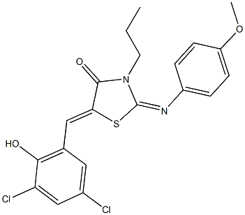 5-(3,5-dichloro-2-hydroxybenzylidene)-2-[(4-methoxyphenyl)imino]-3-propyl-1,3-thiazolidin-4-one Struktur