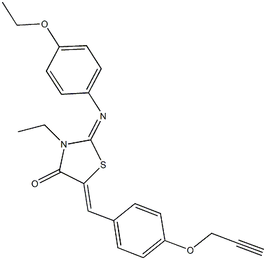 2-[(4-ethoxyphenyl)imino]-3-ethyl-5-[4-(2-propynyloxy)benzylidene]-1,3-thiazolidin-4-one Struktur